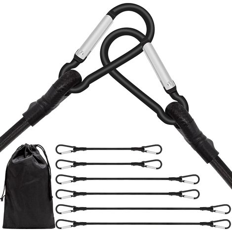 Bravix Cordon Élastique Avec Mousqueton, Cordon Élastique Avec Crochet 60cm 100cm 160cm, Long Cordon Élastique Avec Mousqueton Pour Camping, Bâches, Porte-vélos, Tentes, Voitures