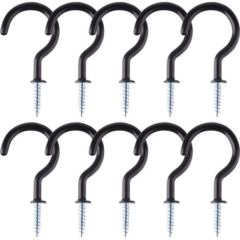 Bravix 10 Pcs 2 Pouces Crochets À Visser, Crochets De Plafond À Visser Pour Salle De Bains Cuisine Mur Plafond Suspendu, Noir