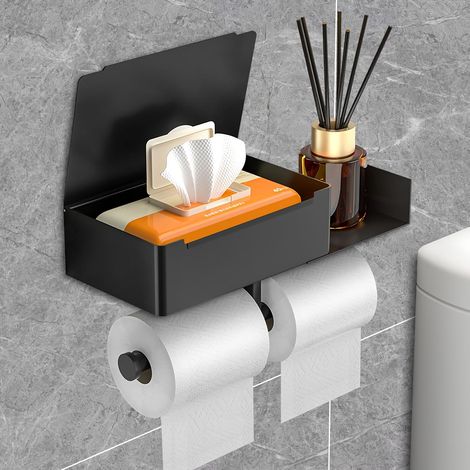 Bravix Derouleur Papier Toilette Murale,porte Rouleau Papier Toilette E Avec Boîte À Mouchoirs,porte Papier Toilette Sur Pied,noir