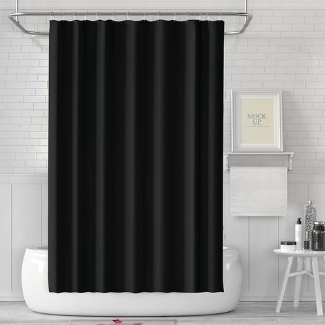 Bravix 180 X 180 Cm - Rideau De Douche Anti-moisissure - En Tissu Imperméable Et Lavable - Avec 12 Anneaux De Rideau De Douche - Noir