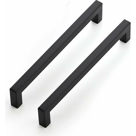 Bravix Lot De 10 Poignées De Meuble Noires De 192 Mm Pour Armoires De Cuisine, Poignées De Tiroir En Acier Inoxydable, Poignées De Porte Noires Pour Armoires De Cuisine