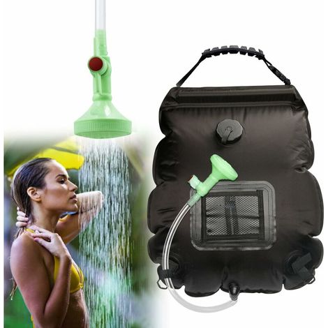 Bravix Sac De Douche Solaire Camping, 20l Sac De Douche Solaire Portable Douche De Camping Voyage Douche D'Eau Chaude Avec Pommeau De Douche Et Interrupteur Marche/arrêt Pour Extérieur/jardin/randonné