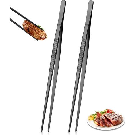 Bravix 2 Pcs Pinces De Cuisson Inox Longues,pratique Pince De Cuisine,épiler De Cuisine De 30cm Avec Pointes Dentelées De Précision，pour La Cuisine,les Fruits De Mer Et Le Barbecue,ustensile De Cuisin