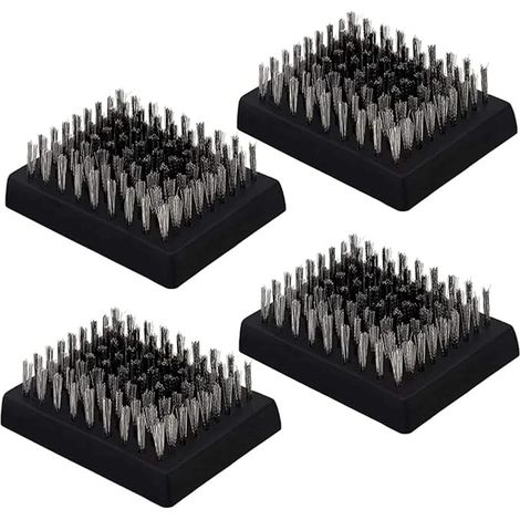 4pcs Tête De Brosse À Barbecue, Tête De Remplacement De Brosse À Gril, Tête De Brosse De Nettoyage De Gril À Poils Métalliques, Tête De Brosse De Nettoyage De Barbecue
