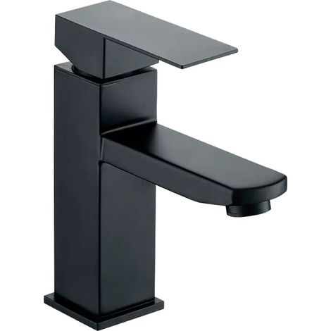 Bravix Mitigeur Lavabo Noir Acier Inoxidable Levier Unique Eau Chaude Et Froide Avec Tuyaux Inclus Robinet Lavabo Noir Mitigeur Salle De Bain Noir
