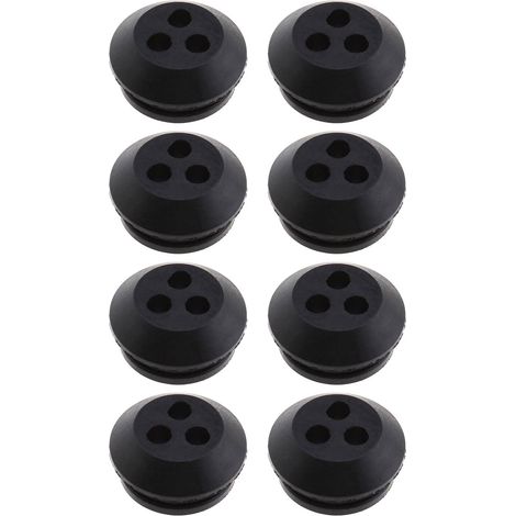 Bravix Lot De 8 Joints De Réservoir De Carburant À 3 Trous En Caoutchouc Noir, Diamètre De Trou De 5 Mm, Pour Remplacement De Souffleur, Débroussailleuse, Tondeuse À Gazon