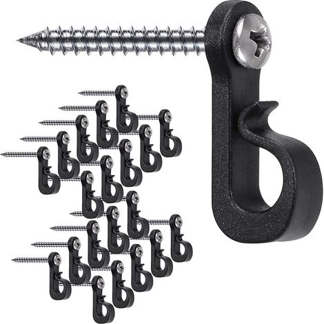 Bravix Lot De 20 Crochets En Forme De Q Avec Vis Phillips Pour Garage, Fête Du Nouvel An En Plein Air Et Lumières Led À Dégagement Facile, Capacité De 18 Kg, Vis Large