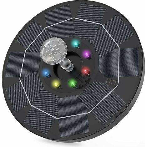 Bravix Fontaine D'Eau Solaire, Fontaine De Bain D'Oiseaux Solaire Led 3.5w Batterie Intégrée 1500mah Avec 8 Led