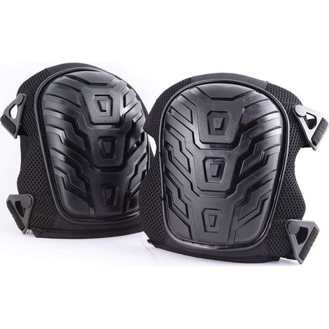 Bravix Genouillères Professionnelles, Rembourrage En Mousse Ultra Résistante, Coussin En Gel Confortable, Clips De Fixation Faciles À Ajuster, Noir, 1 Paire