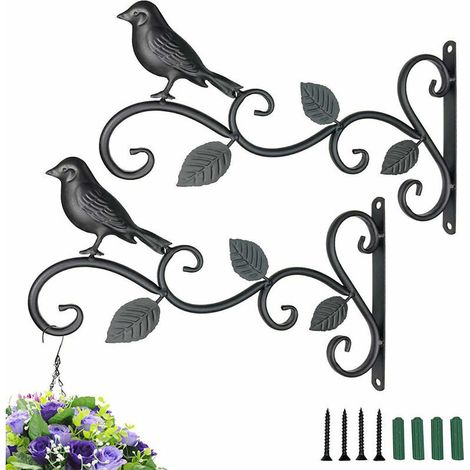 Panier À Fleurs Mural En Fer Forgé De Style Européen, Noir 2pcs Pour La Décoration De La Maison Et Du Jardin