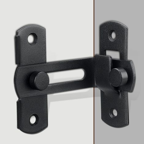 Bravix Verrou De Porte Coulissant Loquet De Porte À 90 Degré Avec Vis Serrure De Porte Boucle De Verrouillage À Angle Droit, Finition Noir Mat En Acier Inoxydable