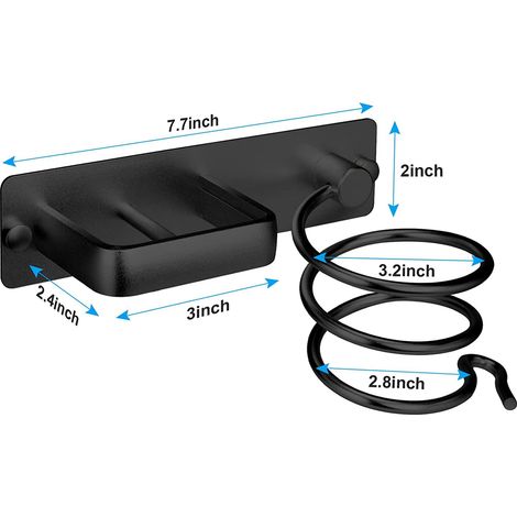 Bravix Sèche-cheveux Salle De Bain Rangement Porte De Salle Accessoires Support Organisateur Ensemble Et Lisseur Accessoire Mural Professionnel En Aluminium Pour,d'étagère Avec Trous Pour Noir，2015cm