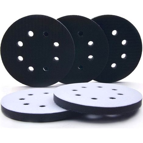 Bravix 5 Pouces Tampon De Ponçage Souple, Tampon Poncage Souple, Tampon De Coussin D'Interface, Adapté Aux Types Pneumatiques Et Électriques De Polisseuse Autonettoyante, 8 Trous, 5pcs