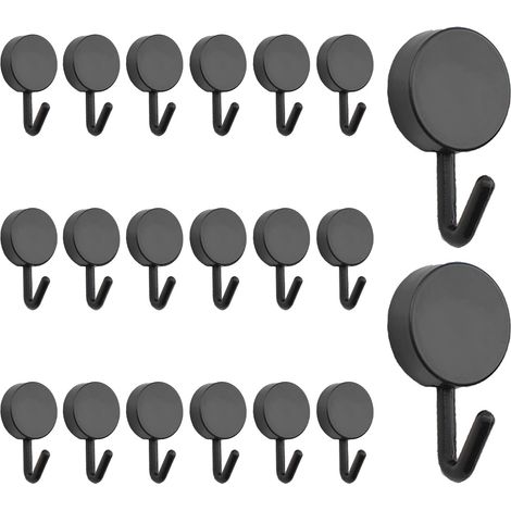 Bravix Lot De 20 Crochets Auto-adhésifs En Plastique Robuste Pour Porte De Maison, Cuisine, Salle De Bain, Bureau (noir)