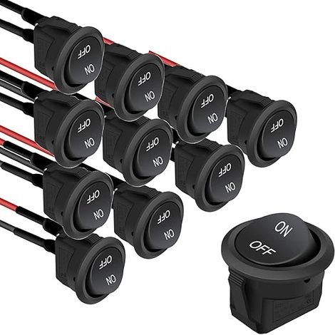 Bravix 10pcs Interrupteur À Bascule Rond,on/off Interrupteurs À Bascule,voiture Interrupteur 12v 6a/250v 10a/125vac Spst Précâblé Interrupteurs À Bascule Pour Voiture,camion