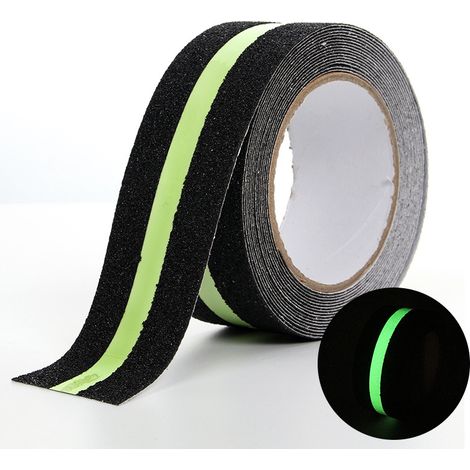 Bravix 5m5 Cm Vert Fluorescent Ruban Antidérapant, Ruban De Sécurité Antidérapant Auto-adhésif, Glow In The Dark Tape, Pour Intérieur Et Extérieur (1 Rouleau)