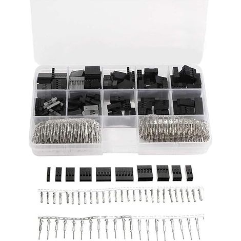 Bravix 620pcs 2.54mm Dupont Jumper Connecteurs Mâle Femelle À Sertir Pin Terminal Kit Dupont Câble Jumper Fil Pin En-tête Logement Kit