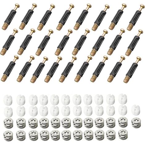 Bravix Ferrure D'Assemblage 25 Pièces Raccords De Came Connexion 3 En 1 Connecteur De Meuble Raccord Came Connecteur De Meuble Excentrique Raccord Pour Épisser Les Meubles Armoires De Table D'Armoire