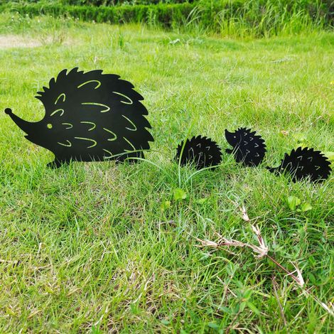 Lot De 4pcs Figurine Animale En Métal Fer La Famille D'Hérissons Statue Silhouette Décorative Ornement Pour Cour Ferme Jardin Décoration