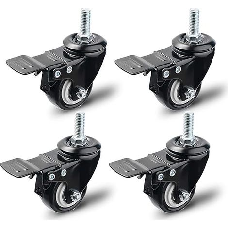 Roulette Pivotante Avec Frein 50 Mm, Set 4 Roulettes Pour Meubles, Roulettes Pivotantes Roues, Charge Maximale 200kg Noir (noir)