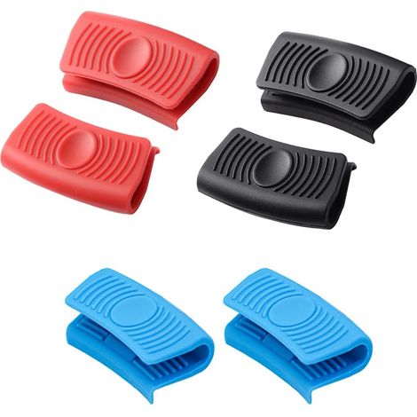 Bravix 3 Paires Poignée Casserole,manique Silicone,robuste Et Durable, Isolation Thermique, Protège Les Doigts, Évite Les Brûlures Aux Mains, Convient Aux Poignées De Casseroles