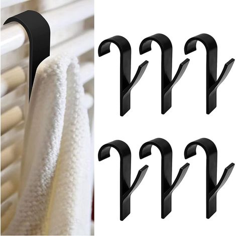 Bravix 8 Pièces Crochets De Radiateur À Serviettes, Crochets À Serviettes En Plastique Ménagers,crochet Serviette Salle De Bain Noir Accessoires De Crochets Pour Porte-serviettes Électriques