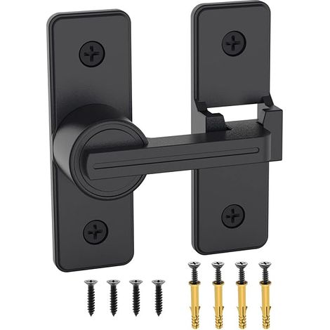 Loquets De Porte Loquet De Sécurité Verrou De Porte Verrou De Porte En Alliage De Zinc Robuste Pour Serrure De Porte De Grange Coulissante, Jardin, Salle De Bain, Porte De Garage (noir)