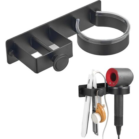 Bravix Support Seche Cheveux, Porte Seche Cheveux Mural, Porte Seche Cheveux Et Lisseur Support De Sèche, Percage Support Lisseur A Adhésif/vis Pour Hôtel, Barbershop