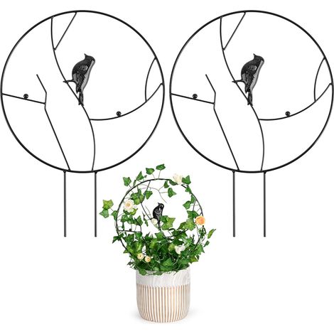 Bravix Lot De 2 Treillis De Jardin - Support Pour Plantes Grimpantes En Métal, 30cm 40.5cm, Tuteur Pour Plantes Grimpantes, Support De Plante D'Intérieur