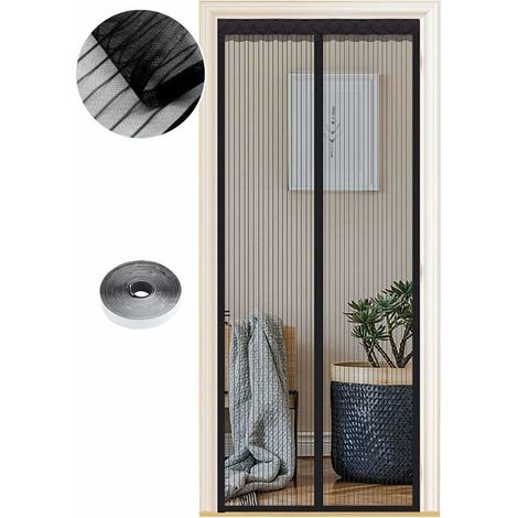 Bravix Moustiquaire Magnétique Pour Portes, Différentes Tailles, 90 X 210cm , Puissants Aimants, Fermeture Automatique, De Porte Rideau Couloirs Patio Sans Perçage, Bandes Noires