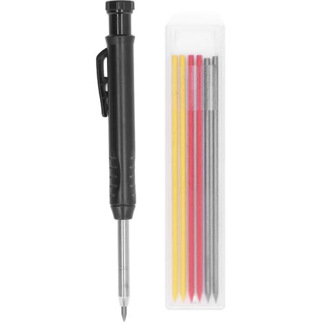 Bravix Stylo À Tracer Pour Le Travail Du Bois En Carbure De Tungstène Noir Kit D'Outils De Marquage Pointu Avec Recharges De Rechange(recharge Tricolore)