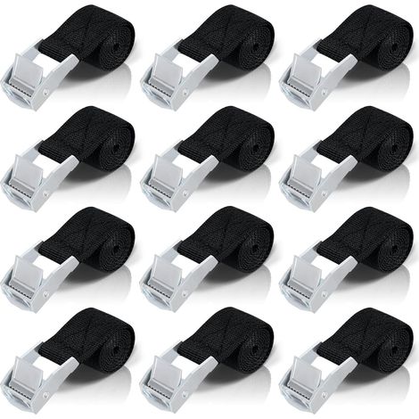 Bravix 50cm Sangle D'Arrimage, 12pcs Sangle À Cliquet Avec Boucle De Serrage En Alliage De Zinc Pour Fixation Moto/voiture/porte Vélo/bagage/déménagement Puissance De Traction