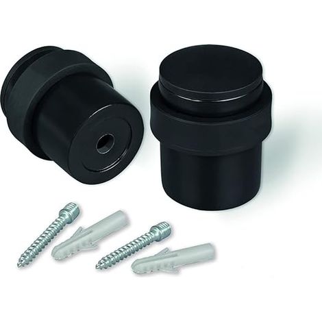 Bravix Butée De Porte De Sol, Butée De Porte En Métal Noir Mat À Visser - Lot De 2 Bloc Porte, Avec Vis - Bloque Porte Pour Portes Lourdes - Butée De Fenêtre Extérieure