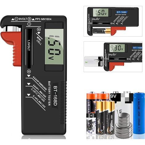 Bravix Testeur De Piles Numérique,testeur De Piles Universel,batterie Testeur,pour Aa, Aaa, C, D, Pp3, 9v, 1.5v, Piles Bouton - Fonctionne Sans Pile