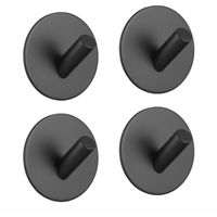 Bravix 4 Klebehaken, Handtuchhalter, Edelstahlhaken, Einfache Haken Ohne Bohren, 4 Edelstahlhaken Für Küche Und Wohnzimmer (runde Schwarze Abgewinkelte Haken)