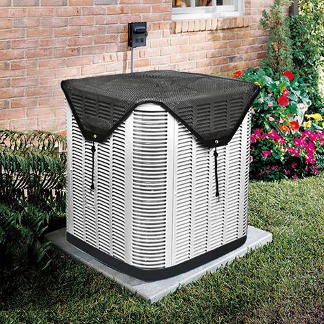 Bravix Housses De Climatiseur Pour Unités Extérieures Noires, Housse De Climatisation Pour Unité Extérieure, Grille Ouverte (91 X 91 Cm)