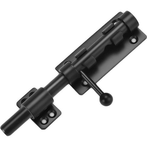 Bravix Verrou De Porte Coulissant Robuste De Avec Trou De Cadenas 6 Inch, 160mm En Acier Inoxydable Noir Mat, Serrure De Porte À Barillet Coulissant Verrou À Boulon 14mm De Diamètre