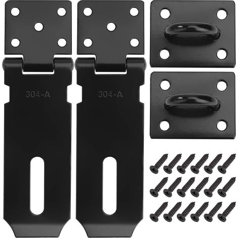 Bravix Cadenas Fermoir Loquet De Porte Acier Inoxydable Moraillon De Verrouillage 4 Pouces Verrou De Porte Avec Vis Finition Noir Mat 2 Pièces