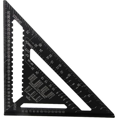 Bravix 30cm Equerre Menuisier En Alliage D'Aluminium, Haute Précision Regle Triangle Métrique Pour Mesure D'Angle Charpentiers Ingénieurs