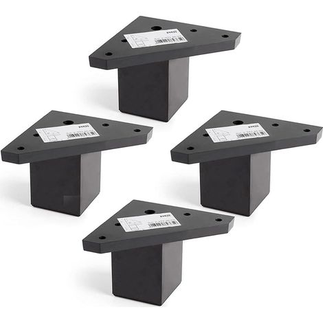 Bravix 4 Pièces Pied De Meuble Avec Plaque De Montage - Pour Le Table, Lit, Chaises - Alliage D'Aluminium - Hauteur: 6 Cm - Couleur: Noir - Ne Comprend Pas Les Vis