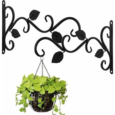 Bravix Supports De Panier Suspendu, Crochets De Suspension Muraux En Fer, Métal Supports D’accrochage Pour L’extérieur Avec Vis, Décoration De Jardin Pour Plantes Lanternes Carillons Éoliens (2 Pièces