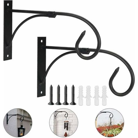 2 Pcs Crochet Suspension En Fer Forgé Support Plante Suspendue Anti-rouille Crochet Mural À Visser Avec Tube D'Expansion Crochet Mural Plante Pour Jardin Mangeoire À Oiseaux Planteur Lanterne