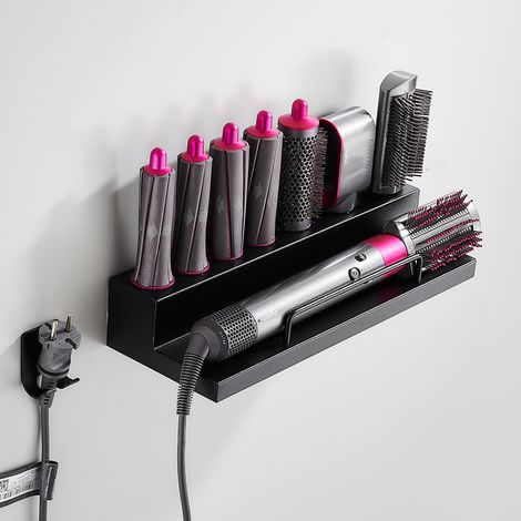 Bravix Support Mural Pour Sèche-cheveux Dyson Airwrap Styler Fer À Boucler Et 7 Accessoires, Kit De Rangement Mural En Acier Inoxydable 3813.87cm