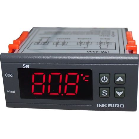 Stc-1000 Thermostat Numérique 2 Prises À Double Relais 220v Avec Sonde, Un Pour L'Alarme,contrôleur Température Chauffage Refroidissement