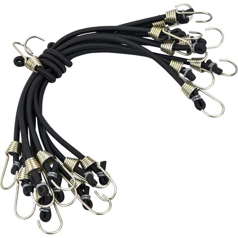 Bravix Tendeurs Élastiques Avec Crochets, Lot De 20 Sangles De Rangement Robustes De 25 Cm, Tendeurs Élastiques Universels Robustes, Sangles De Traction Multi-usages Pour Vélos Et Tentes, Sangles À Ba