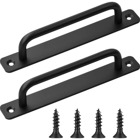 2 Pièces Poignée De Porte De Grange Coulissante, Poignée Noir Poignée De Porte Coulissante Avec Vis Pour Portes De Grange Armoire Placard Portail, Poignee De Meuble Cuisine(180mm)
