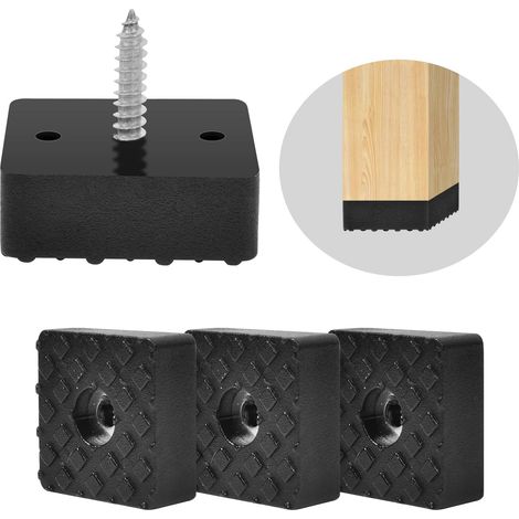 Bravix 20 Pieds De Meuble Noirs Pieds Carrés En Caoutchouc Embouts Pour Chaises De Jardin Adaptés À Tous Types De Meubles, Antidérapants, Tenir À L'Écart Des Sols Humides Protéger Les Meubles (sans Vi