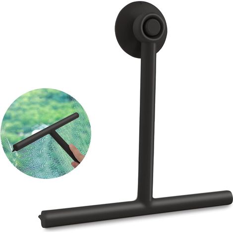 Grattoir De Douche, Grattoir De Douche En Silicone Noir, Pour Douche, Salle De Bain, Miroir, Nettoyage De Vitres, Carrelage En Céramique (noir)