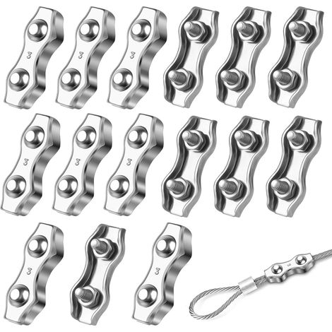 Bravix 15 Pcs Serre-câbles M3 Pinces À Câble En Acier Inoxydable 304 Clips De Câble Métallique Duplex Pince De Corde De Câble Pour Corde À Linge L'Industrie