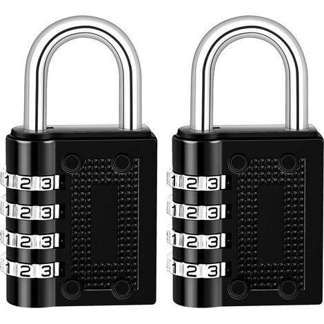 Bravix Lot De 2 Cadenas Code 4 Chiffres, Alliage De Zinc Cadenas À Casier Cadenas À Code, Cadenas À Combinaison Pour Valise Casier College Gym Avion(noir)